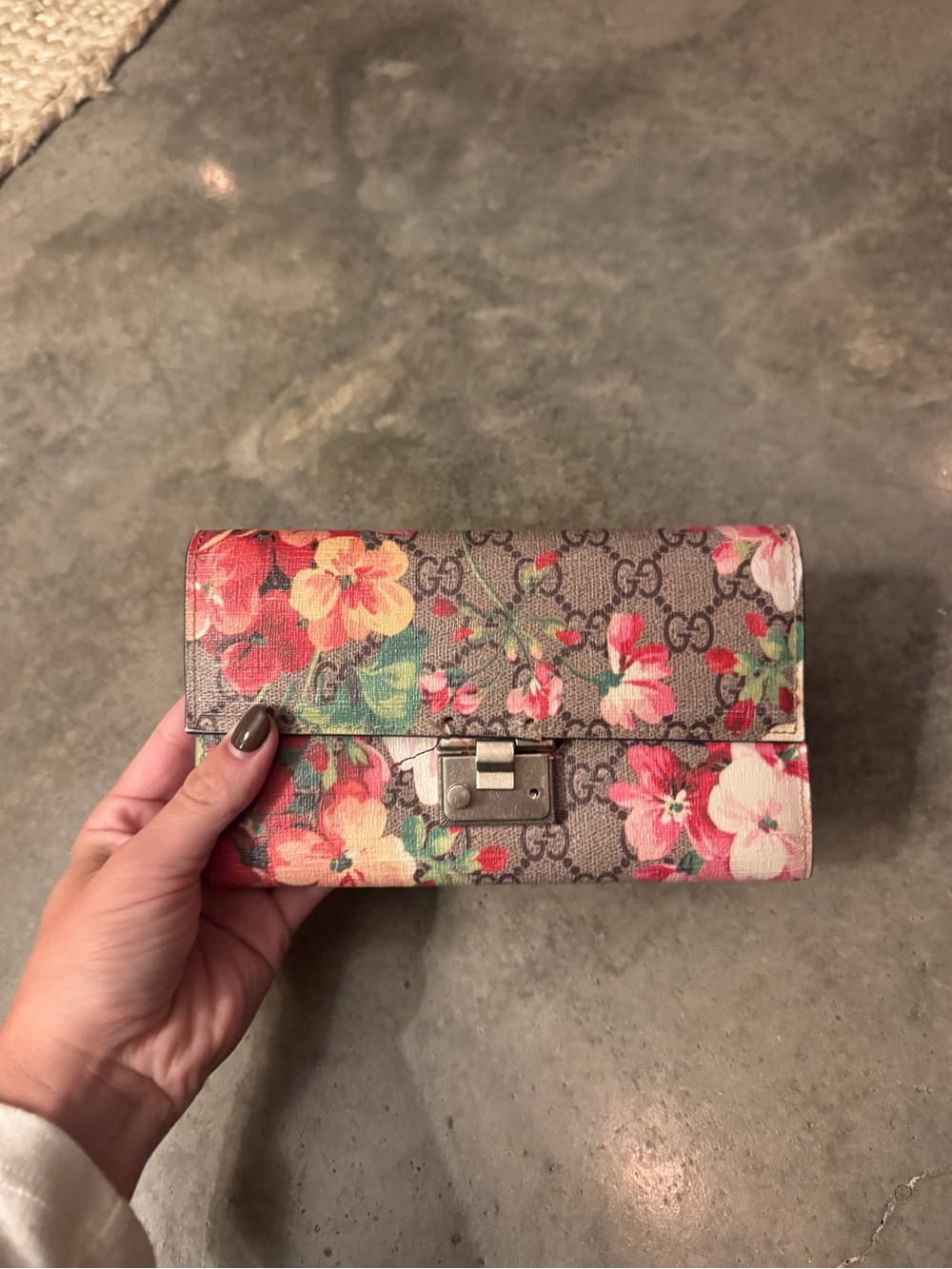 Gucci Floral GG Canvas Wallet - Pink & Green Accents